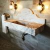 Calacatta Gold Marble Bathroom Sink with Backsplash - 36" | Water Fixtures by AYMARBLEDESIGN LLC
