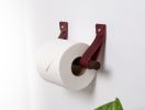 Toilet Paper Holder Kit [V'ed End] | Hook in Hardware by Keyaiira | leather + fiber | Artist Studio in Santa Rosa. Item made of leather