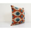 Set of Two Ikat Velvet Pillow, Pair Silk Ikat Cushion | Pillows by Vintage Pillows Store. Item composed of cotton