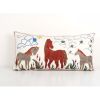 Vintage Cotton Horse Family Suzani Pillow Cover, White Samar | Cushion in Pillows by Vintage Pillows Store
