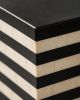 Hexagon Bone Inlay Side Table, Black Ivory Striped Column Accent Table | Tables by IKKAZA