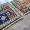 Square Turkish Miniature Rug - Pair | Area Rug in Rugs by Vintage Pillows Store