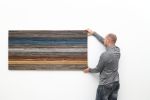 Gradient Blue 60"x30" wood wall art | Wall Sculpture in Wall Hangings by Craig Forget. Item made of wood compatible with mid century modern and contemporary style