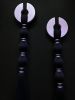 Modern Macrame Wall Hanging, Black and Lavender Boho Wall Decor, Geometric Fiber Art, 60cm Cotton Tassel Decor, Minimalist Home Gift | Wall Hangings by RavaTapestryArt