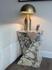 Handmade Calacatta Viola Marble Side Table: Natural Stone Nightstand | Tables by AEGEAN MARBLE ARTISAN ATELIER