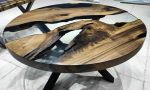 Custom Order 42" Diameter Round Walnut Wood Clear Epoxy | Dining Table in Tables by LuxuryEpoxyFurniture. Item made of wood with synthetic