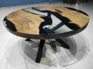 Custom 40" Diameter, Round Walnut Wood, Epoxy Dining Room | Dining Table in Tables by LuxuryEpoxyFurniture. Item composed of wood and synthetic
