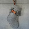 Handmade grey felt Christmas stocking, 1 pc. | Ornament in Decorative Objects by DecoMundo Home. Item composed of fabric & aluminum compatible with boho and minimalism style