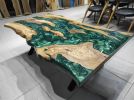 Living Room River Epoxy Resin Table, Live Edge Olivee Tree | Dining Table in Tables by LuxuryEpoxyFurniture. Item made of wood with synthetic