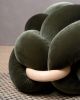 (M) Olive Green Velvet Knot Floor Cushion | Pillows by Knots Studio. Item composed of wood and fabric