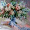 Original flowers painting Anniversary gift for her, Bridal | Oil And Acrylic Painting in Paintings by Natart. Item composed of canvas & synthetic