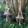 Macrame Hanging Wood Slice Shelf | Plant Hanger in Plants & Landscape by Rosie the Wanderer. Item made of cotton