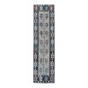 Vintage Wool Pink and Blue Turkish Kilim Rug Runner | Runner Rug in Rugs by Vintage Pillows Store. Item made of wool & fiber