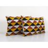 Ikat Yellow Pillow Cover - Set of Two Silk Pastel Velvet Lum | Cushion in Pillows by Vintage Pillows Store