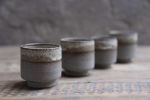 SET OF 4 tea or coffee espresso cup, grey matte edge minimal | Drinkware by Laima Ceramics. Item made of ceramic works with minimalism & rustic style