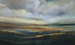 Orange Warm, abstracted landscape | Oil And Acrylic Painting in Paintings by Caroline Adams. Item made of canvas