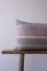 Pink, Grey and Rust Striped Wool Lumbar 14x22 | Pillow in Pillows by Vantage Design