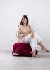 (L) Burgundy Knot Ottoman | Benches & Ottomans by Knots Studio