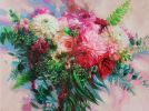 Bridal flowers bouquet painting original, Custom wedding | Oil And Acrylic Painting in Paintings by Natart. Item made of canvas with synthetic
