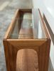 Glass Top Console Table – Mid-Century Modern Entryway or Sofa Table, Solid Wood Hardwood, Handcrafted, Made in USA | Tables by Marco Bogazzi