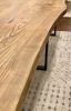 Live Edge Double Desk Hand Made Using Solid Elm Wood | Dining Table in Tables by Good Wood Brothers. Item made of wood
