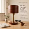 Nightstand Lamp, Bedside Light, Handmade Wood Table Lamp, Geometric Marquetry, Statement Home Decor | Lamps by Vesta Corte
