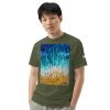 Unisex T-Shirt - Good Tidings - Fluid Blue Gold Ocean Art | Work by Eman's Gallery
