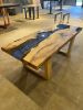 Blue Epoxy Coffee Table, Custom River Coffee Table | Tables by Tinella Collection. Item made of wood with synthetic works with boho & contemporary style