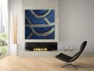 Dark blue gold metal wall art gold canvas painting art blue | Oil And Acrylic Painting in Paintings by Berez Art. Item made of canvas works with minimalism & contemporary style