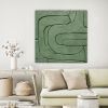 Sage Green Geometric 3D Art | Oil And Acrylic Painting in Paintings by Berezart. Item made of canvas & paper compatible with boho and minimalism style
