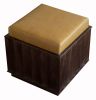 Christi Mango wood and Top Grain Leather Ottoman | Benches & Ottomans by Mango Furniture Co. Inc.