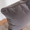 Dark Cloud Mohair with Chocolate Leather Welt 24x24 | Pillows by Vantage Design