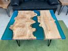 Big Leaf Maple Burl Resin River Coffee Table - Epoxy & Wood | Tables by Carlberg Design. Item made of maple wood with synthetic works with minimalism & mid century modern style