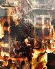 New York 55 – Amber Toned Cityscape Painting | Mixed Media in Paintings by Dario Moschetta