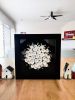 Framed black and white floral bookshelf decor, ivory | Wall Sculpture in Wall Hangings by Natasha Kanevski. Item in minimalism or contemporary style