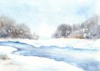 Mid-Winter's Musing | Watercolor Painting in Paintings by Brazen Edwards Artist. Item composed of canvas & paper