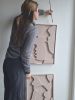 Diptych Wall Art Set (2 pieces) - Textured Plaster Sculptures - Pink Peach - Girls Room Decor | Wall Sculpture in Wall Hangings by Vaiva Art Atelier
