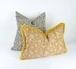 block print pillow, block print fabric, yellow block print | Pillows by velvet + linen