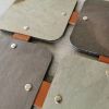 Real slate rock, felt and leather table serving trivet | Placemat in Tableware by DecoMundo Home. Item made of fabric with stone works with minimalism & country & farmhouse style