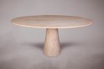 Solitary Cone Travertine Oval Dining Table | Tables by HamamDecor LLC