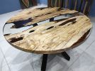 Custom Diameter, Round Olive Wood, Clear Epoxy Dining Table | Tables by LuxuryEpoxyFurniture. Item made of wood with synthetic