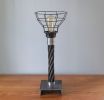 Reclaimed Ski Chairlift Cable Lamp | Upcycled Industrial Desk Lighting | Rustic Cabin Decor | Table Lamp in Lamps by industrial comfort. Item made of steel works with contemporary & country & farmhouse style