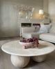 Travertine round marble table | Coffee Table in Tables by AYMARBLEDESIGN LLC
