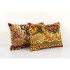 Set of Two Bohemian Lumbar Velvet Cushion Cover, Pair Yellow | Sham in Linens & Bedding by Vintage Pillows Store. Item composed of cotton
