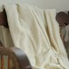 Ivory French Wool Boucle End Blanket 63x118 | Throw in Linens & Bedding by Vantage Design