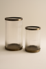 Vetra Ribbed Hurricane Candle Holder — Antique Brass Finish | Decorative Objects by Raíz Studio
