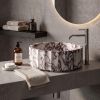 Modern Fluted Natural Stone Bathroom Basin | Water Fixtures by AYMARBLEDESIGN LLC