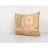 Pink and Tan Suzani Lumbar Cushion Cover, Tribal House Decor | Pillows by Vintage Pillows Store