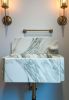 Calacatta Monet Marble Sink with Backsplash | Water Fixtures by AYMARBLEDESIGN LLC