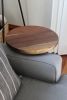 15" Live Edge Walnut Gold Round Industrial Side Table | Tables by Hazel Oak Farms. Item composed of walnut & steel